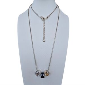 Brighton Meridian Crystal Cubic Charm Pendant Silvertone Necklace